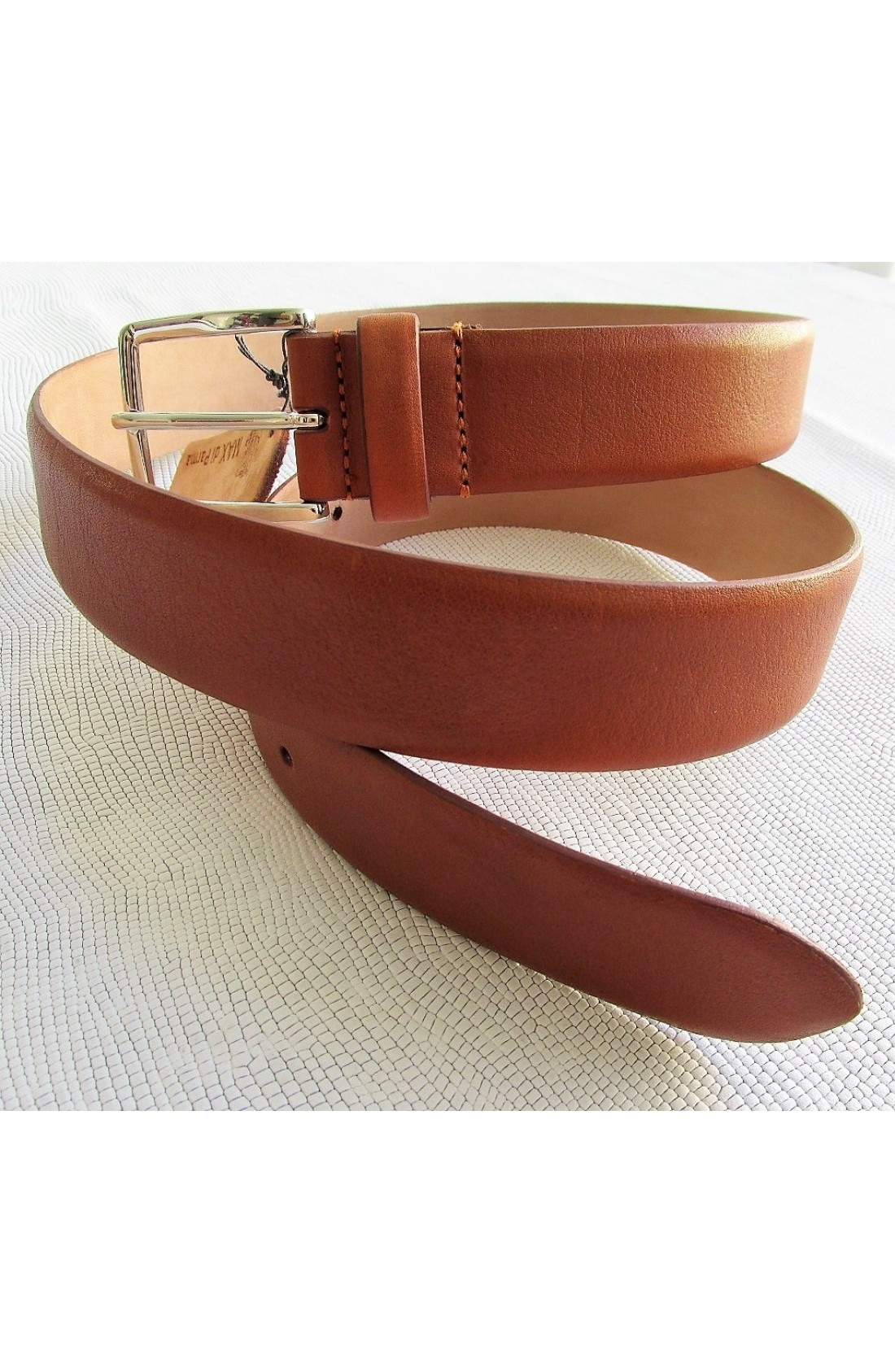 Black Calf Leather Belt Handmade, Aniline Dyed, Saffiano Lining